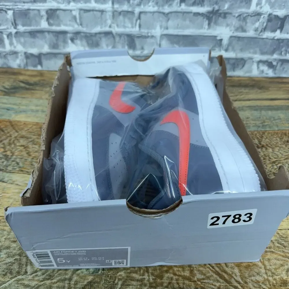 Nike Air Force 1 Cement Grey Team Orange White CT3839 008 GS Youth Size 5.5Y New